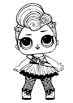 Kolorowanka lalka Miss Punk